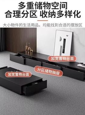 fLE电视柜茶几代意视式黑色木质家用厅小户型客茶现几电OTM柜落地