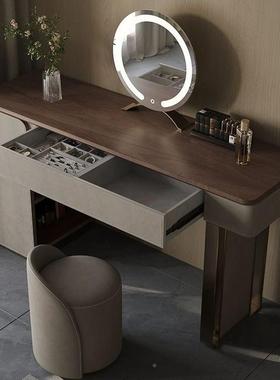 轻奢卧室北18671美黑胡桃2木妆柜台收纳一体205年新款主化妆桌床