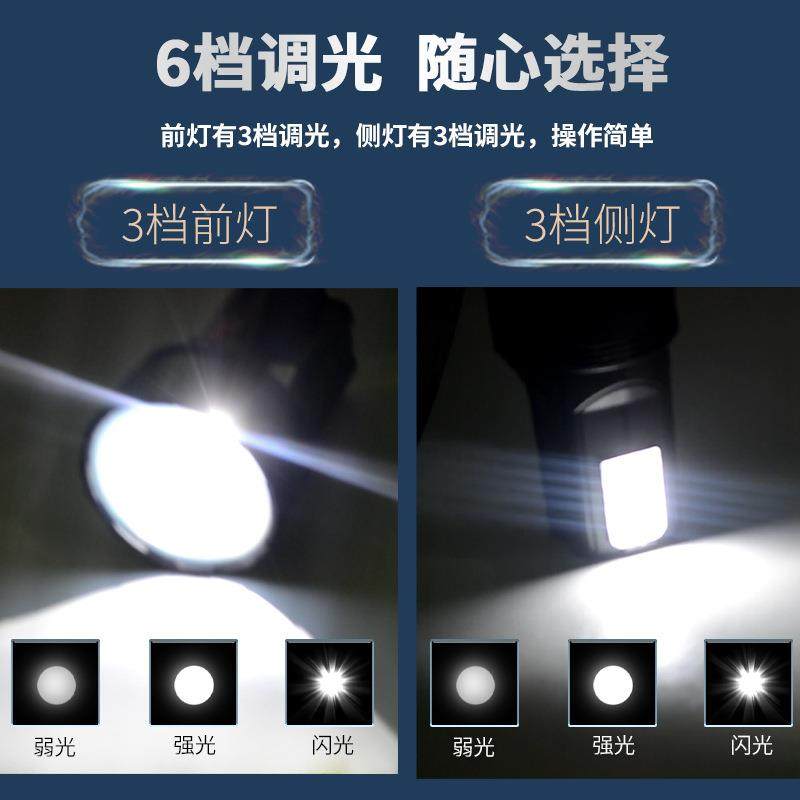 l聚光手电夜筒超亮远射d户外露营间UYT工作灯充电多e功能手提探照