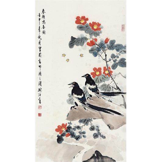 《春朝继鸣喜》喻高MMY名人名画国画30图*53cm包邮