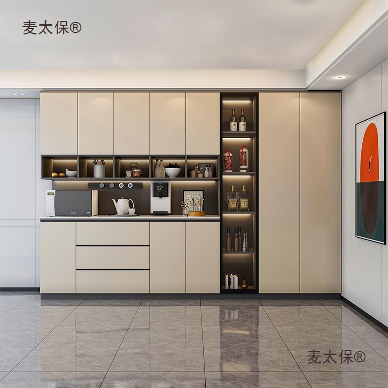 轻奢餐边酒柜体靠高墙餐麦太保厅客柜厅柜冰箱柜现代简约储物一实