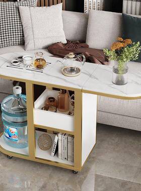 沙发旁边柜折叠茶台轻奢桌岩板茶水柜移体动小茶几茶一折GQZ叠侧