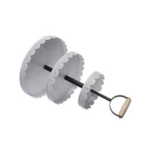 架白色三层蛋糕托盘锌铁木蕾镀丝边多层蛋糕质提YS02A016手金属水