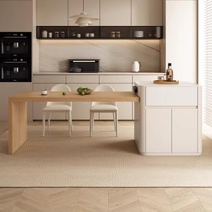 木风岛台餐导桌一家体可伸缩高端岩板台加HJK餐桌大小户原型多功