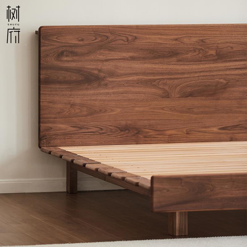 I1黑胡桃齐边床全实木床.头榻榻米小户型单无双人床F77H5T5618/1.