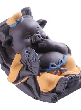 可爱猪茶宠摆创件紫砂可配养茶意工艺茶玩茶虫具件PDD10225遥遥猪