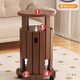 实木凳子可叠堆放家用叠轮叠乐269带滑收纳叠客人凳备用凳中古风