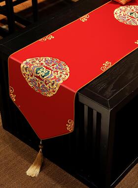 V45红色结婚桌旗新中茶式婚礼F76799M8桌布喜字几O桌布喜台庆餐桌