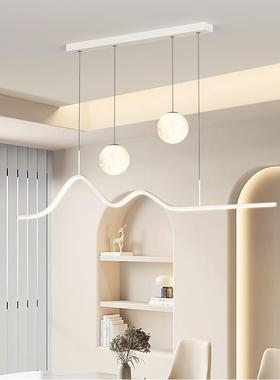 餐吊厅灯全光谱吊灯一字餐线桌吊JINH-T83灯月灯吊灯奶油风护眼灯