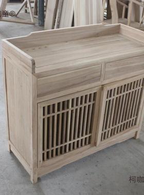 北方老木新式实中木餐边柜麦白茬白胚榆毛坯茶水ALQ柜收纳玄关柜