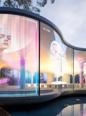 高亮高密度防智能d全彩led格屏栅le透水明屏商场展XWF示LED透明屏