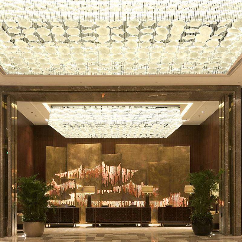 来图649酒店大堂艺术水盘晶吊灯商售场灯楼部沙灯大型装饰造型具