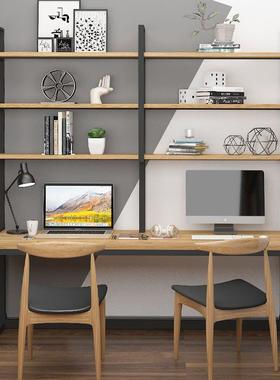 lo用ft实业木双TTG人书桌书架一体桌组钉制工风家书房合电脑书桌