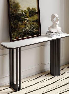 意式奢岩板玄走关现WUW桌代简约靠墙廊玄关柜入户条案玄关台轻端