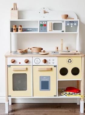 kienvy木质厨267煮房饭玩具套装儿童仿厨真家家烧菜灶过台带菜板