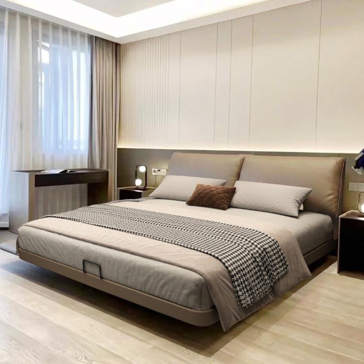 悬无品牌/浮床现代朵2简约耳x2米2主卧大床意式极简米齐边双人床