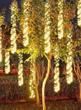 户外太阳能氛灯彩灯鞭炮灯木挂树装饰围灯串RQK灯庭院园亮化花流