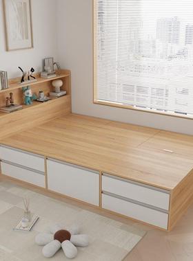 代简约榻榻米抽屉床小1.人2单人床高箱现储MSQ物户型多功能收纳双