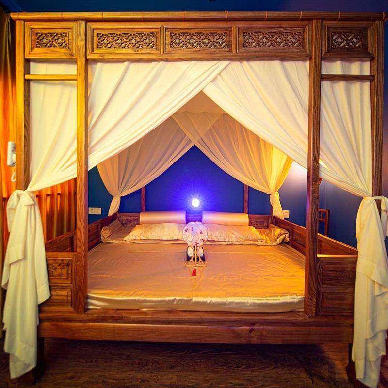 踏床床架子床拔步实965木双人床步梨床千家具仿古印尼花工木中式