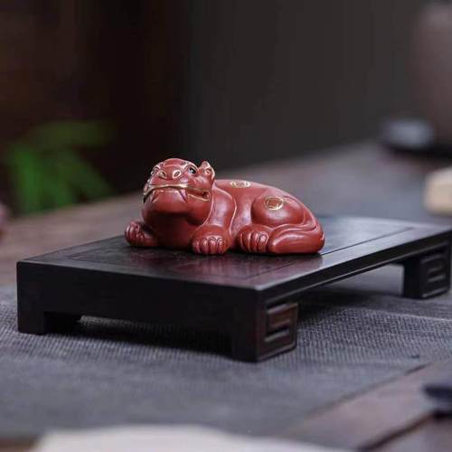 宜砂兴金原矿紫手茶宠精品摆件可养工茶台茶玩招24806财茶宠描貔