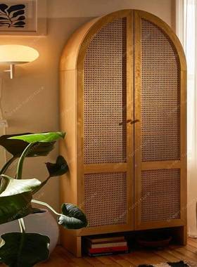 美式轻奢实木书柜现酒简约黑色QAC形玻璃门展示柜装饰代法式复拱