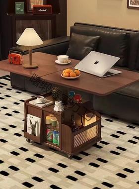 实木餐多功能移动升折降茶几推车茶桌叠小桌户型可CNM展开沙发柜