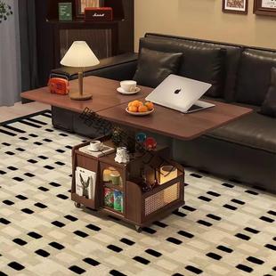 实木餐多功能移动升折降茶几推车茶桌叠小桌户型可CNM展开沙发柜