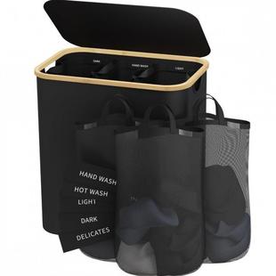 容量可折分叠类标脏楠竹衣收纳篮筐分2sySTAFr区带盖脏衣篓