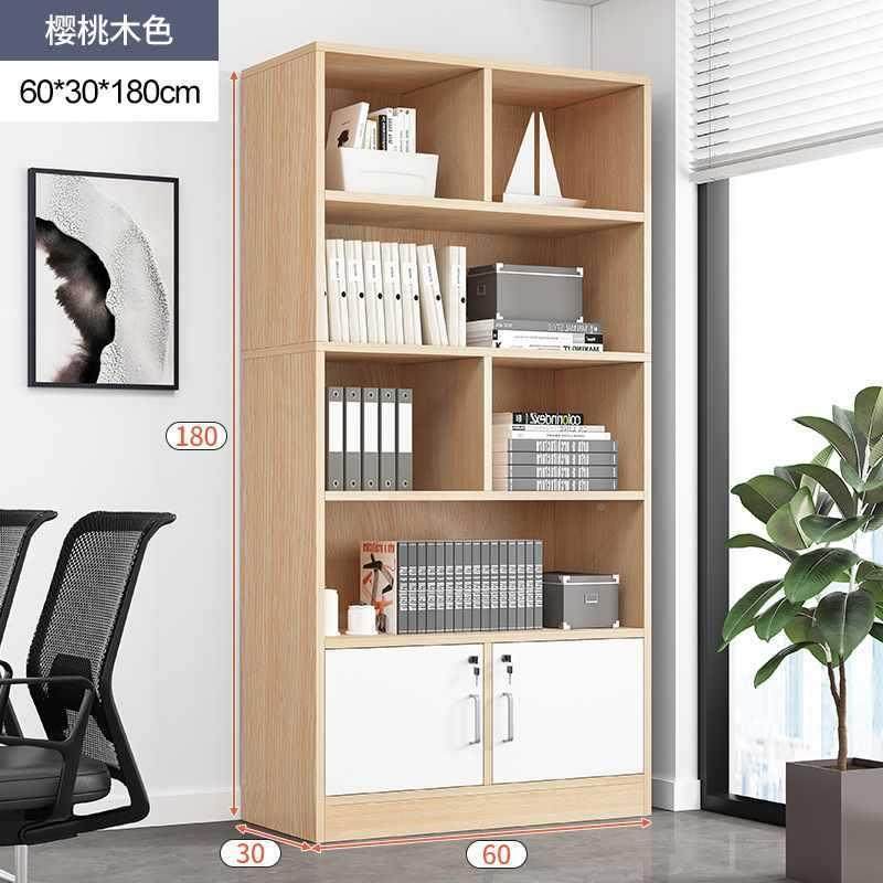 简约书柜隔板分层带柜门带物F97S95JH锁落地书架架置架合家用学组