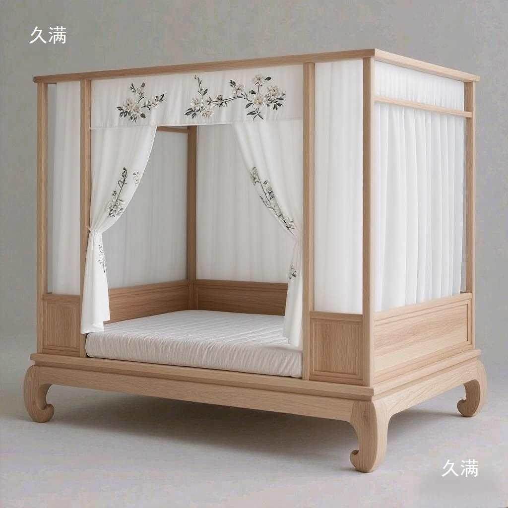 582宋式子床床新架仿中式拔步实木架子床明清古四柱床双人床