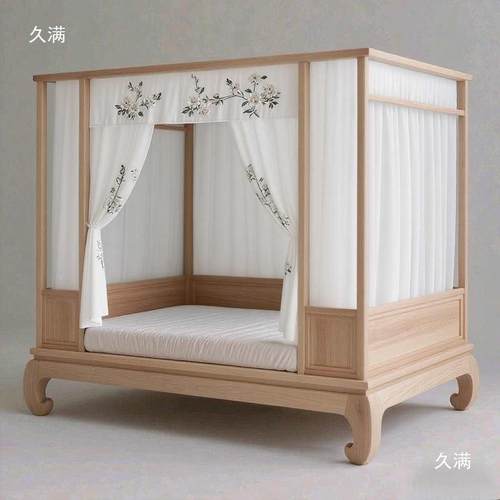 582宋式子床床新架仿中式拔步实木架子床明清古四柱床双人床