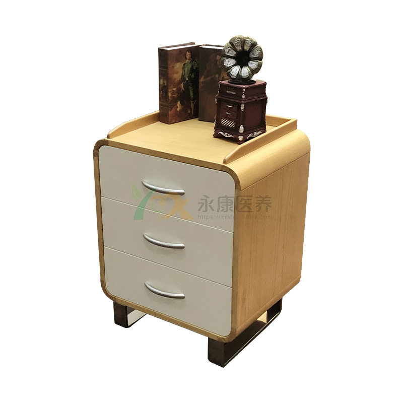 厂家直销实木床头柜养老院家具抽屉储物柜日式原木色适老化床头柜