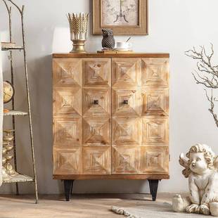 2508美式 乡村古复餐边柜民宿客木厅沙发边门柜入户厅玄关柜实储物