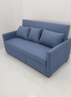 蓝色现代简约科床技布沙发可折两用小户型客厅功多能双拖床EMB叠