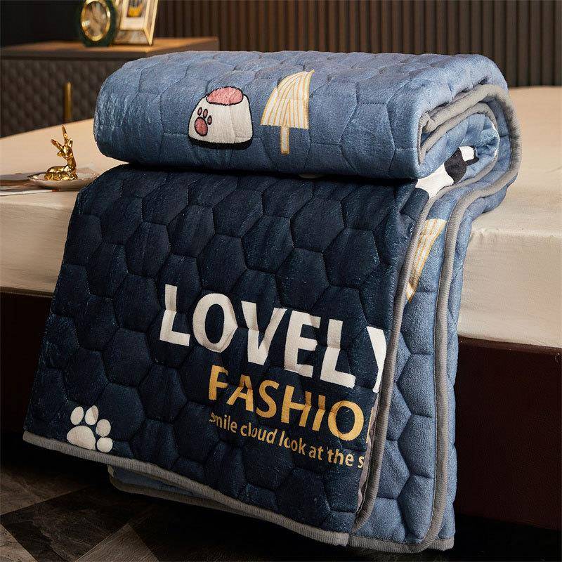 冬季褥子垫被机洗床垫软垫加绒薄珊毯瑚绒毛保可法AL101262莱若素