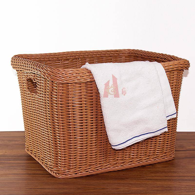 毛PP藤编仿织篮长方形筐脏衣篮收KNS纳筐布草篮巾废纸篓实用可洗