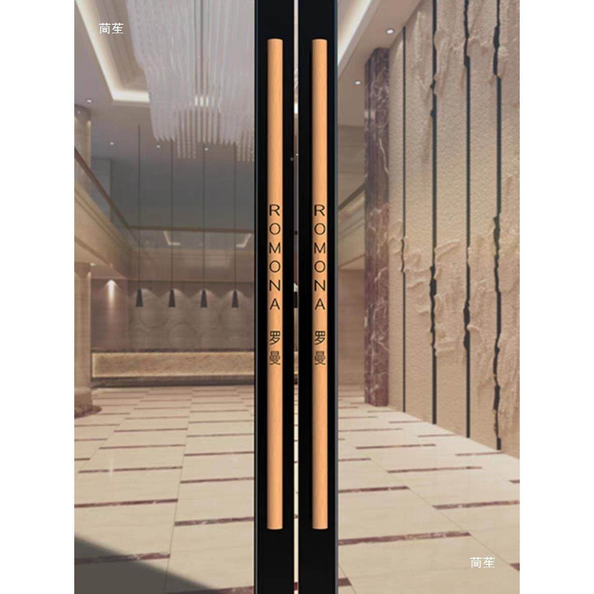 圆玻璃门中拉黑手式实ITZ木雕刻大门拉手色木门把柱手LOGO其他