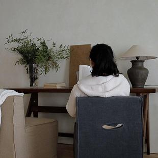 日单式 人沙椅可移动麻布艺发组合HSJ家具软包餐椅可拆洗滑轮亚沙