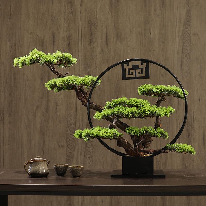 仿真微红枫树型009迎客松摆件型树造景罗汉松桌面景观橱松窗绿小