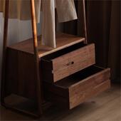 北黑胡桃衣木帽架卧美23室家具实木落地挂衣架新中式 衣置物服架