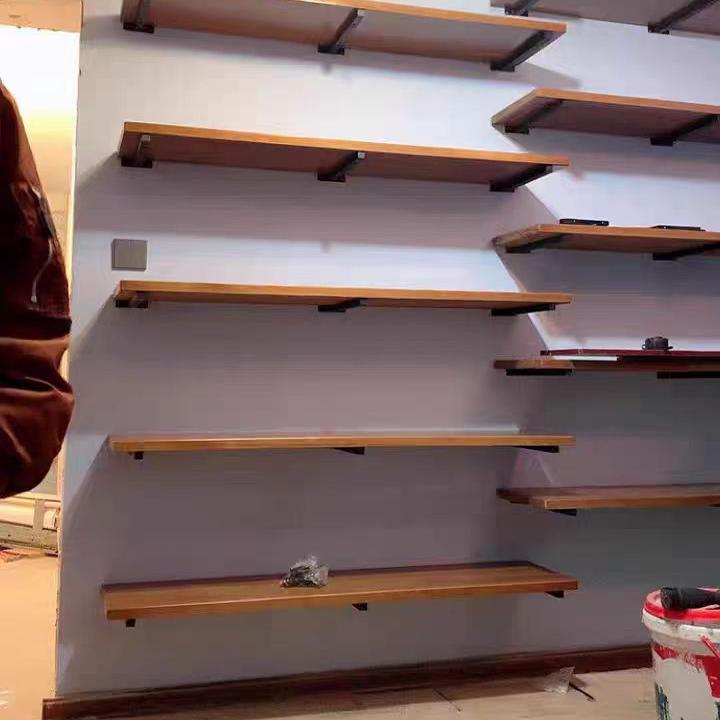 新品上墙书架实木隔板置物架客厅挂墙厨房收纳架一字板墙上壁挂架