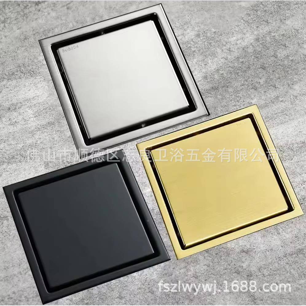 美式极6001英寸3简04US拉丝工淋浴艺排水管浴室浴缸隐形S防臭地漏