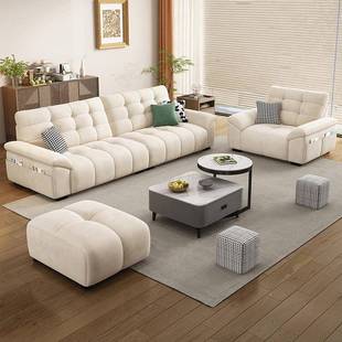 法式奶油发风沙小户型2025款科LRI新技绒布沙发客厅艺直排钢琴键