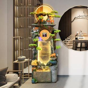 6518高首单立创意山流水减地鱼缸风水轮摆件室内落装 饰水幕墙屏风