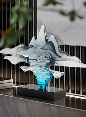 新中式抽象透明树脂假山TZ-91010雕样板房厅玄关面艺术装客塑饰品