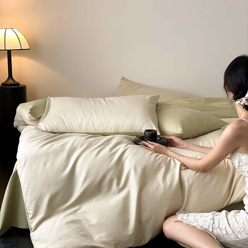 0全0支A类棉拼色陶瓷磨毛四1件套简床约纯棉床单被套长绒YN棉上用