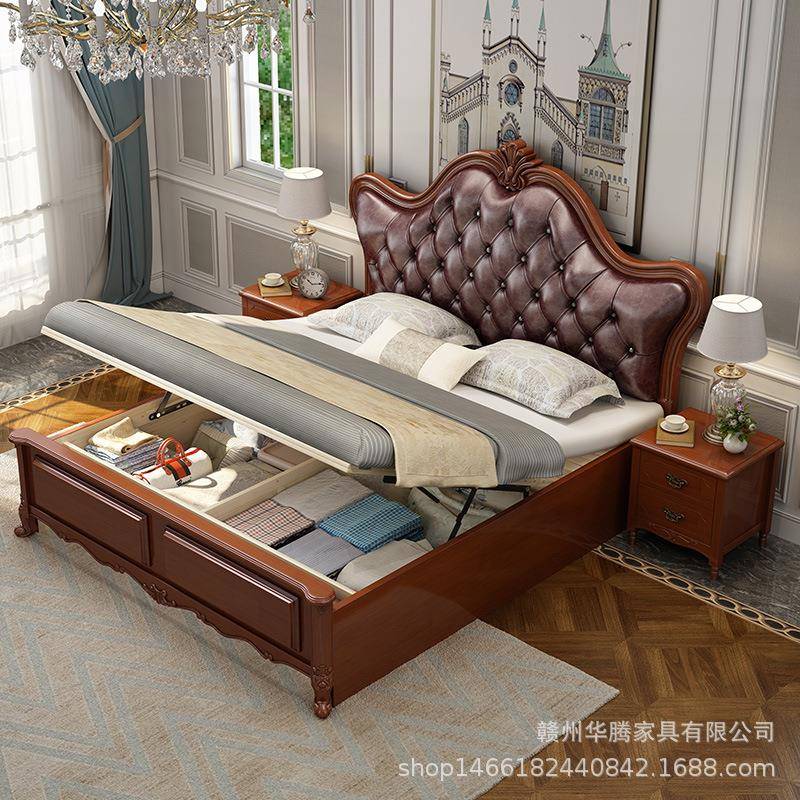 欧式主卧实木美床1.8米式轻奢双.人床2米21809床.2公主床高箱15储