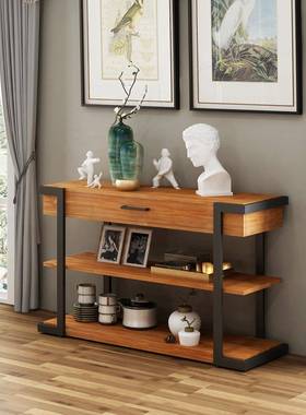 A10L美式实墙木餐边柜客靠F769TTTT储物柜水台沙发侧边柜铁艺厅长