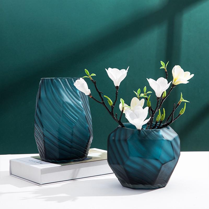 现代磨砂PPO玻家璃花瓶摆件时样房板客厅尚居软装饰品