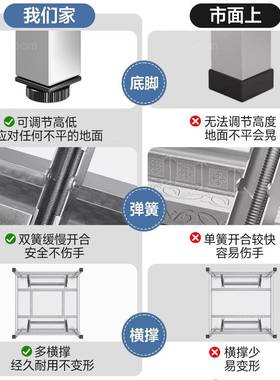 不锈方折叠桌便携式可折叠露营野餐烧烤桌摊夜摆市钢免FEW安装小